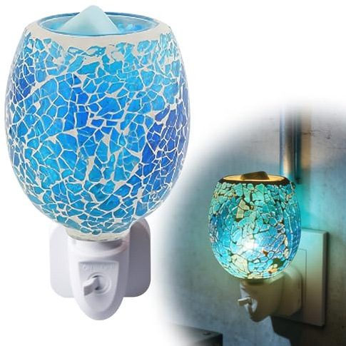 Elektrisk doftlampa, 80 x 70 mm doftlampa vax, elektrisk doftlampa uttag, 3D elektriskt glas doftlampa värmeljushållare mosaik glas värmeljus ljushållare för hemmakontor sovrum