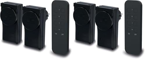 Unitec 48113 - Enchufes para exteriores con control a distancia (2 enchufes y un mando a distancia), color negro [Importado de Alemania] (Paquete de 2)