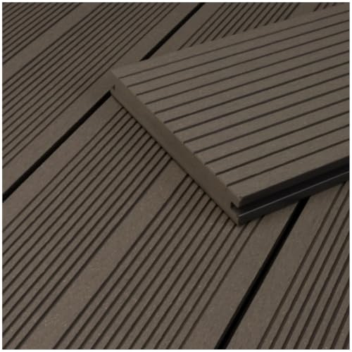 HORI WPC Terrassendielen Komplettset Bali Massiv Dielen beidseitig geriffelt, inkl. Unterkonstruktion 40x60 mm Fläche: 5 m² - 290 cm Dielenlänge - Grau