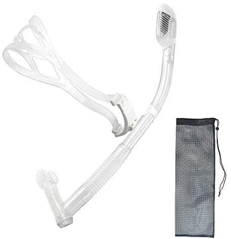 Uniswim Drehfunktion, Schwimm-Schnorchel für Training, Schwimmen, Vorderschnorchel, Runden, Schwimmen, Training, Tauchen, Schnorcheln, bequemes Mundstück für Pool, offenes Wasser (transparent)
