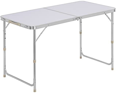 WOLTU Campingtisch Klapptisch Gartentisch Arbeitstisch Balkontisch höhenverstellbar Aluminium MDF Silbergrau