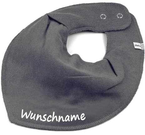 HALSTUCH mit Namen oder Text personalisiert für Baby oder Kind aus Baumwolle in Einheitsgröße dunkelgrau