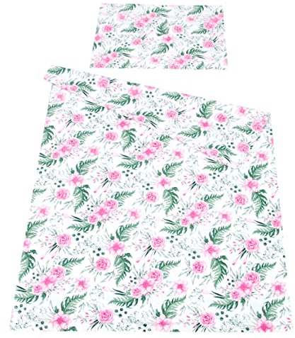 Babylux Bettwäsche Bezug 2 TLG. 100 x 135 cm Kinderbettwäsche Bettwäsche Bettset Babybettwäsche (110. Wilde Blüten)