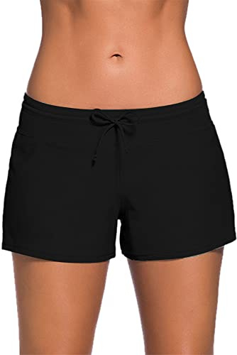 Kfnire Shorts de Natación Mujer Secado Rápido Estilo Boyleg División Lateral Playa Surf Essential Bikini Short Deportes Acuáticos Pantalones Cortos de Protección UV