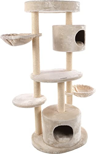Flamingo Kratzbaum Inga – Beige/Weiß | Kompakter & Gemütlicher Kratzbaum für Katzen!