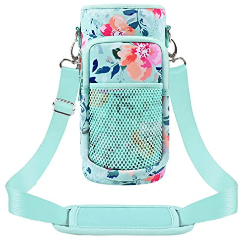 Wasserflaschen-Tragetasche, Flaschentasche, verstellbarer Schultergurt, 2 Taschen, Neopren, Sport-Wasserflaschen-Zubehör für Wandern, Reisen und Camping