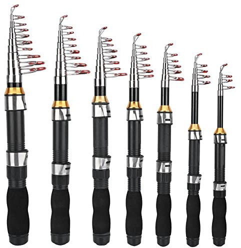 Cocoarm Angelrute Teleskoprute Kleine Seerute Tragbare Kurze Stange Eisangelrute Teleskop Angelrute für Salzwasser Süßwasser(2,1 m)