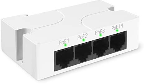 Revotech 3 Port PoE Extender, POE Repeater 100 Meter(328 ft) Extender IEEE802.3af/at Kompatibel, 1 in 3 Out PoE Adapter Stromversorgung POE Kamera/PoE Gerät,10/100Mbps RJ45, Plug and Play(POE5005)