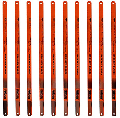 10 Pcs Hacksaw Blades Replacement, 12 inch High Speed Steel Cutting Hacksaw Blades with 24 Teeth, 300mm Hacksaw Blades for Soft Metal, Plastic, Wood