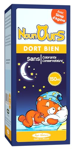 Sirop Endormissement Enfant | NOUNOURS DORT BIEN 150 ml | | Plantes Relaxantes et Calmantes | Mélisse, tilleul, et Vitamine B6 | Sans Gluten, Sans Édulcorants | Api-Nature