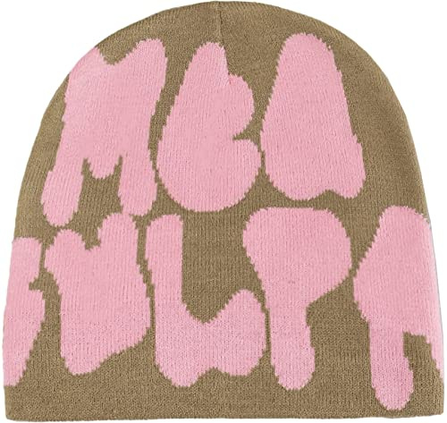Sindlloger Y2k Accessories Y2k Damen-Beanie-Mütze, Slouchy Beanie, Slouchy Beanies für Damen, Khaki Pink, Medium