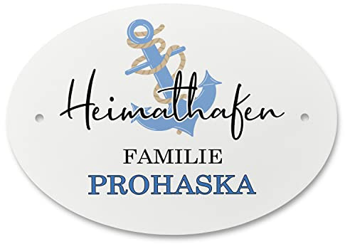 FEENSTAUB Personalisiertes Türschild, Haustürschild, Türschild personalisiert mit Namen, Briefkasten Namensschild, Haustürschilder mit Namen, Familienschild Haustür Wohnungstür, Heimathafen