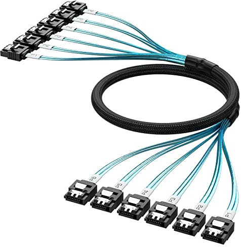 Kirolle 1.0m/3.28ft High Speed Sata Cable 3 Up to 6Gbps(6pcs/set), Sas Cable for Server HDD SDD Computer CD DVD Drivers