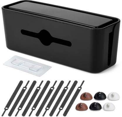 Bates- Cable Management Box, Small, Cable Organizer Box, Cord Organizer Box, Cable Box Organizer, Cord Management Box, Cord Hider Box, Cord Box for Wires on Floor, Power Strip Cover Box Baby Proof