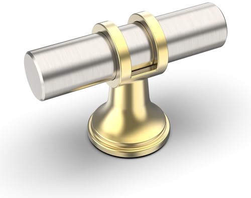 Amerdeco 10 Stück Möbelknöpfe Nickel-Gold, Schrankknöpfe, Schubladenknöpfe, Türknöpfe, Kommodenknöpfe