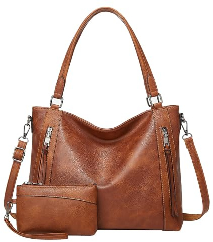 Long Keeper Veganes Leder Tote Handtaschen Frauen Große Kapazität Hobo Umhängetasche Crossbody Satchel Taschen mit Kleiner Geldbörse