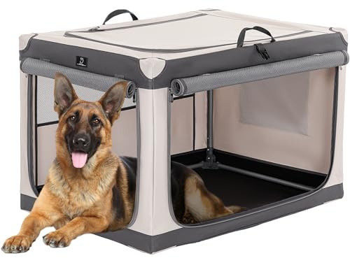 A 4 Pet Gabbia per cani extra large, 101 cm, con telaio in acciaio regolabile, gabbia pieghevole per cani di taglia grande, facile da riporre, a prova di masticazione, grigio