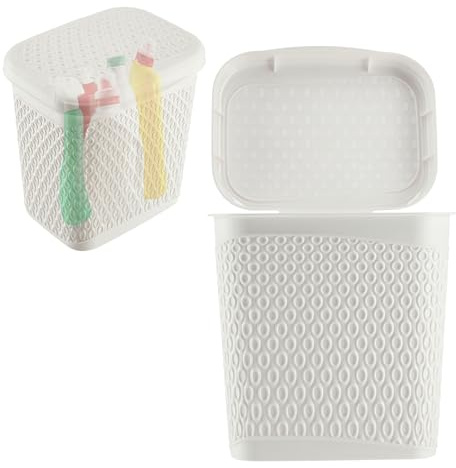 KADAX Aufbewahrungsbehälter für Waschmittel, Waschmittelbehälter mit Deckel, Aufbewahrungseimer für Reinigungsmittel, Waschpulver Plastik Behälter (Weiß)