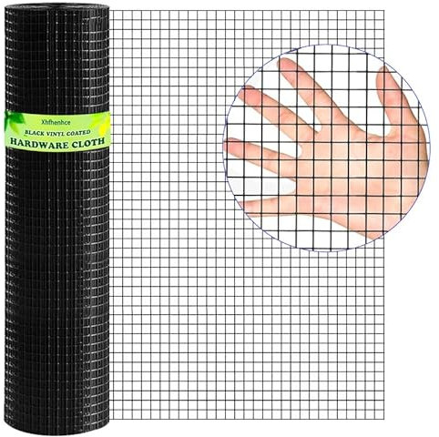 Xhfhenhce Hardware Cloth 1/2inch Black Vinyl Coated Wire Mesh 24 x 50' Welded Wire Fencing AWG17,PVC Coating Chicken Wire Fence,Welded Wire Mesh Roll for Garden Guard Fence Poultry Cage Net Fencing