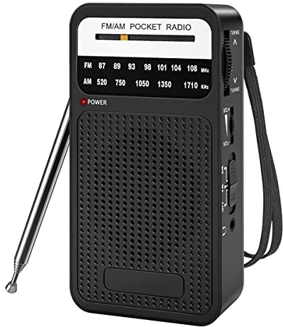 FYOBOT Radio de Bolsillo Am/FM, Transistores con Altavoz, Auriculares, Interior/Exterior