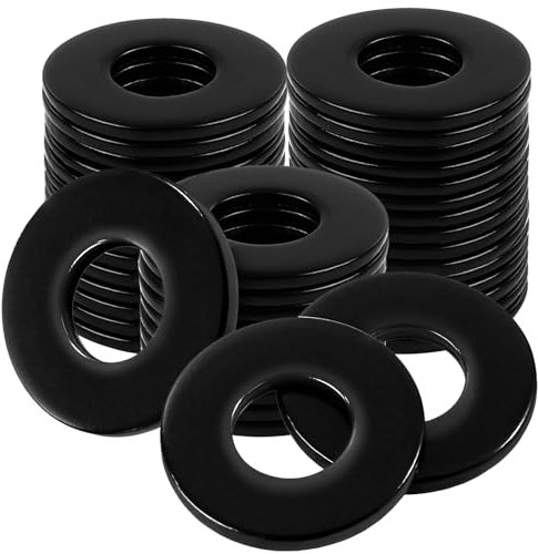 qingmeng Unterlegscheiben M8 X 16mm 50 Stk Beilagscheiben Flache Unterlegscheiben M8 Edelstahl Schwarz A2 V2A DIN9021 / ISO703 Karosseriescheiben Distanzscheiben für Schrauben Gewindestange