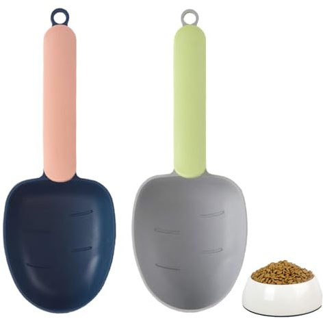 DiiWmme Pet Food Scoop,2 Pack Dog Cat Food Scoop Measuring Scoop Cat Litter Scoops Hamster Rabbit Pet Shovel Scoop Pet Cleaning Tool for Dogs Cats Pets,Blue+Green (Style 1)