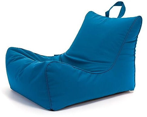 Ecopuf Outdoor Sitzsack Flavio – wetterfester Bean Bag Azure - mit EPS-Perlenfüllung – idealer Sitzsack Sessel für Garten, Pool und Terrasse – Sitzbreite: 60 cm, Rückenlehne: 60 cm
