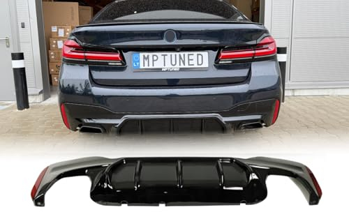 MpTuned G30 G31 Diffusor M5 Stil Glänzend Schwarz für 5er Heckstoßstange 2017- Tuning M-Sport ABS-Kunststoff