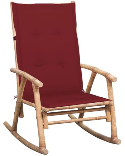 ShGaxin Silla Mecedora con cojín, Silla Balancin, Mecedora Jardin Exterior, Sillas Terraza Exterior, Silla Terraza, bambú