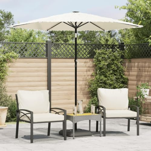 Tidyard Parasol de Jardin avec Mât en Acier Blanc 223x223x213 cm Pare-Soleil Pliable, Parasol de Jardin pour Terrasse, Balcon, Plage et Piscine