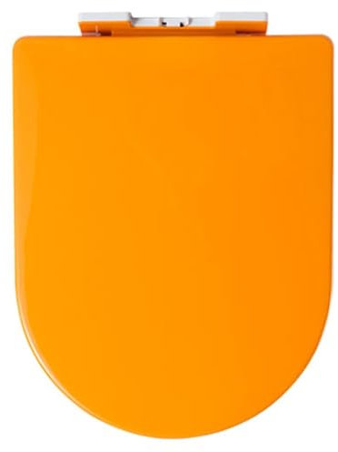 Klodeckel D-Form WC Sitz, Toilettendeckel mit Absenkautomatik und Quick-Release Funktion, Klodeckel aus Dickes Polypropylen, Einfache Montage und Reinigung(Orange)