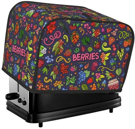 Copertura per tostapane a 2 fette, con tasche per piccoli elettrodomestici da cucina, protezione dalle impronte digitali, lavabile in lavatrice