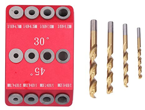 HUAHAIZY Multi Angle Pocket Hole Doweling Jig Kit, 30° 45° 90° Drilling Guide, Aluminum Alloy Hole Punch with Metric Unit Scale, Easy Replacement Drill Bits, for Woodworking and Board Spli