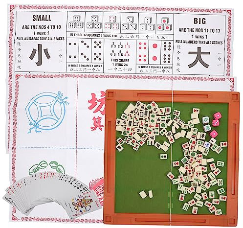 Toyvian Jeu de Mahjong Portable Chinois Jeu de Société Amusant pour Plein Air Interactif