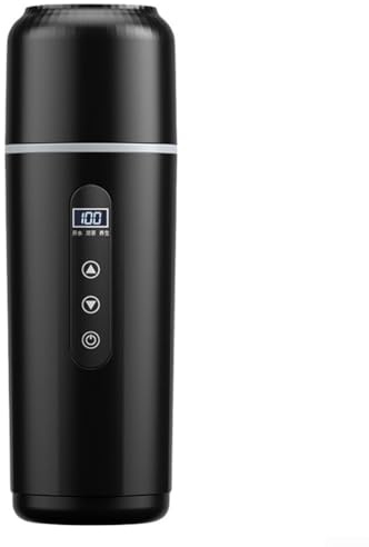 Bouilloire électrique portable de 500 ml avec écran LCD, tasse de voyage 5 V/12 V/24 V chauffante, pour café, thé, nouilles en acier inoxydable (noir)