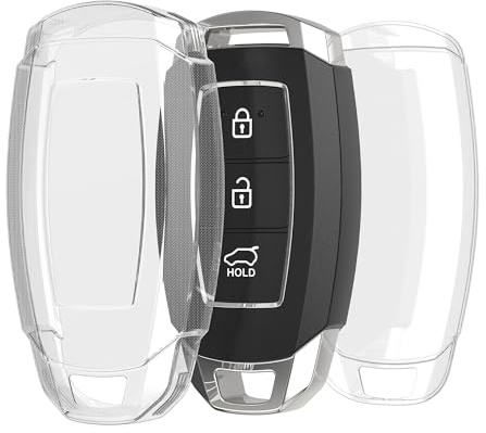 kwmobile Schlüsselhülle für Hyundai 3-Tasten Autoschlüssel Keyless Go Hülle - Autoschlüssel Schlüssel Hülle aus TPU Silikon - Schlüsselschutz Gehäuse in Transparent