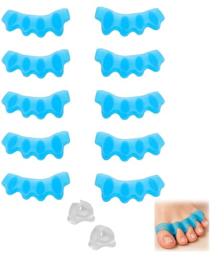 KQDRAVINE 5 Paar Silikon-Zehenspreizer, 2 Unabhängige Separatoren, Toe Spacer, zur Korrektur von Hallux Valgus für die Fußpflege bei Hallux Valgus, Einheitsgröße für Männer und Frauen Geeignet Blau
