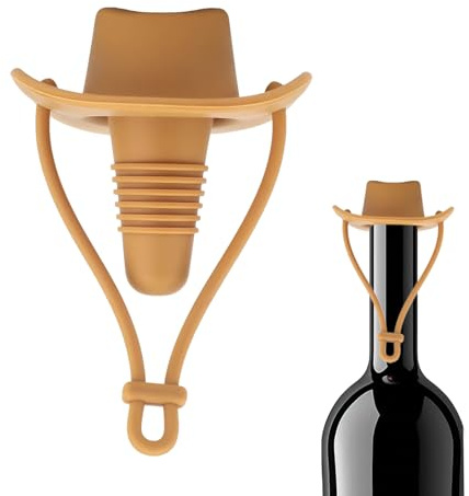 elook Wine Stopper, Cowboy Hat Bottle Stoppers, Reusable Silicone Stopper Cap, Bottle Saver Sealer Corks for All Standard Size Wine and Sparkling