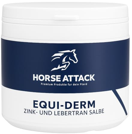 Horse-Attack Equi-DERM Zink & Lebertran Salbe – Hautschutzcreme für Pferde mit Zinkoxid & Lebertran Schützt & regeneriert beanspruchte Haut – ideal bei Scheuerstellen, Satteldruck & Hautreizungen
