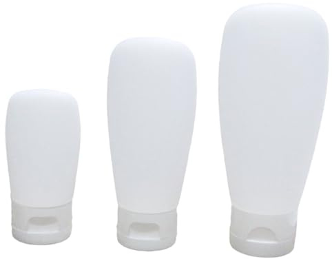 Hemobllo Flacons Rechargeables de 30ml, 60ml et 100ml Blanc en Silicone Lot de 3 Bouchon à Rabat, pour Rangement Cosmétique en Voyage ou Activité Extérieure