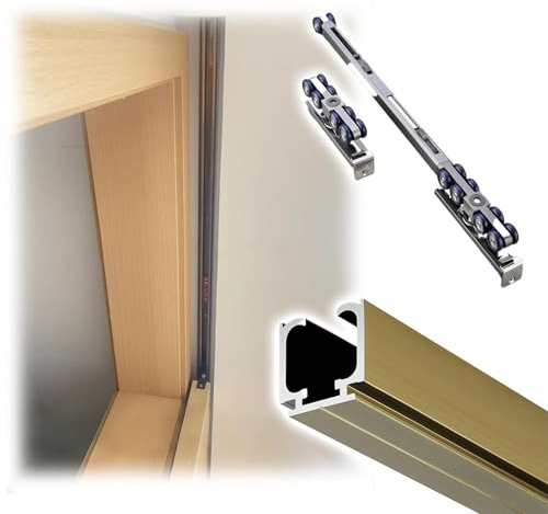 Aluminium Sliding Door Tracks with Soft Close Fittings4.2m Pocket Door Hardware Kit for Wardrobe Pergola & GarageSide Mount Accessories Included