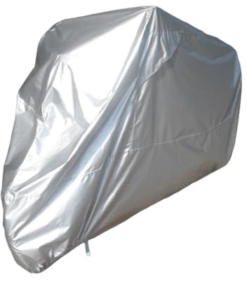 GARVALON Funda para Moto Cubierta Completa de Poliéster Plateado Resistente Agua y Arañazos para Uso Exterior