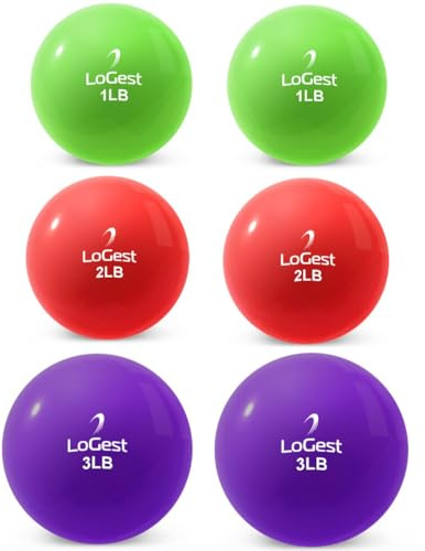 Logest Weighted Toning Exercise Balls Pair - Round Shape Medicine Ball - 1LB 2LB 3LB 4LB 5LB 6LB Available - Toning Muscle for Men & Women (Set - 1LB 2LB 3LB Pair (6 Balls Total))