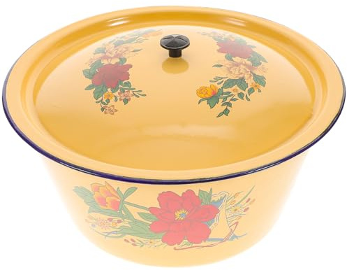 Zerodeko Marmite en Émail 28 Cm Couvercle, Grand Volume, Fond Plat pour Cuisson Homogène, Casserole Multifonction pour Soupe et Ragoût, Ustensile Cuisine Solide et Style Style Aléatoire