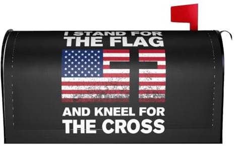 Waterproof Sunproof Mailbox Cover I Stand for The Flag I Kneel for The Cross 8 Standard Size Magnetic Wrap Post Letter Box Covers for House Garden Yard Decoration