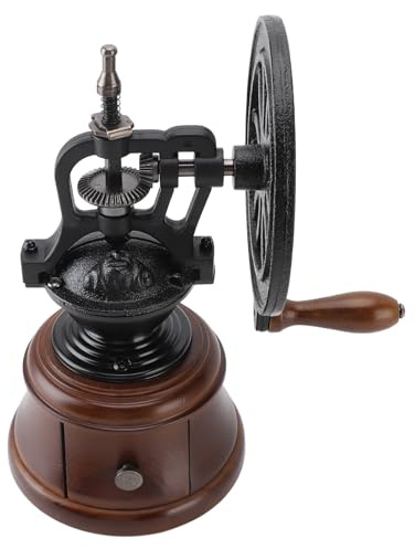 Kikumi Macinacaffè Manuale Vintage, macinacaffè a Manovella in Legno con Impostazioni di Macinatura Regolabili per Uso Domestico, Regalo per gli Amanti del caffè