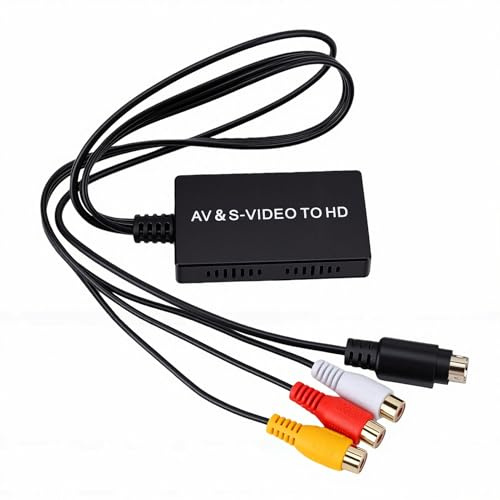 Plyisty Convertidor de S Video a HDMI para VHS VCR DVD N64, R CA AV CVBS a HDMI Adaptador 1080P/720P Plug and Play para HDTV Monitor Proyector Juegos Retro