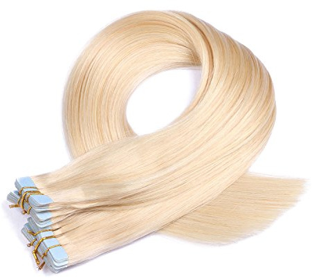 Tape In - On Hair Extensions - # 613 - HELLLICHTBLOND - 50cm - 60 Tressen je 4cm Breit / 2,5g - 100% Remy Echthaar Haarverlängerung/Extention mit Klebeband Tressen by NOVON Hair Extentions
