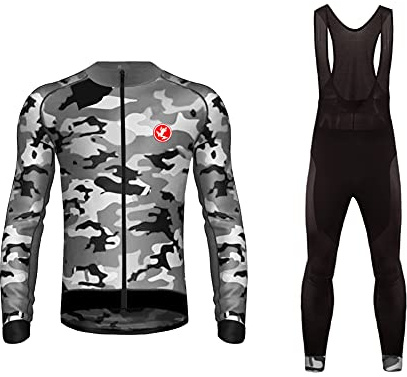 UGLY FROG 2024-2025 MTB Neue Winter Jersey Thermisches Herren Fahrradbekleidung Thermo Trikot Langarm Radfahren Jersey + Trägerhose Radtrikot Set