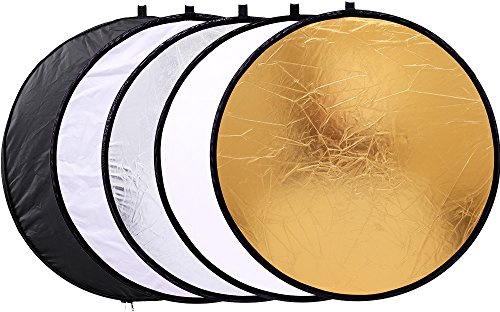 24 (60cm) 5-in-1 Portable Collapsible Multi-Disc Photography Light Photo Reflector for Studio/Outdoor Lighting with Bag - Translucent, Silver, Gold, White and Black